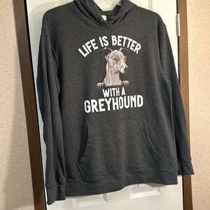 Hoodie. Size L. Dark grey. Greyhound. Unisex.